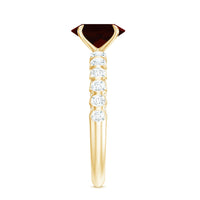 Certified Natural Garnet Oval Engagement Ring with Diamond Side Stones