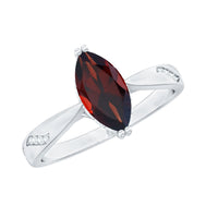 Natural garnet marquise engagement ring with diamond accent from Rosec Jewels, showcasing a solitaire design and elegant craftsmanship.
