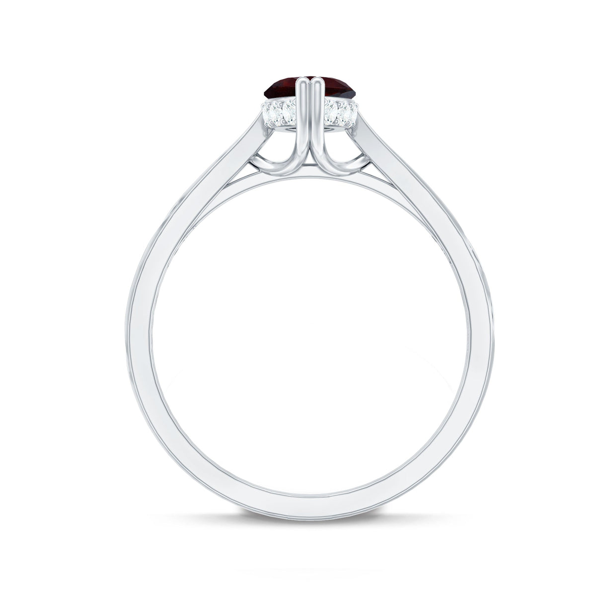 Natural garnet marquise engagement ring with diamond accents from Rosec Jewels, showcasing a delicate gold setting and elegant design.