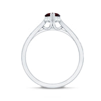 Natural garnet marquise engagement ring with diamond accents from Rosec Jewels, showcasing a delicate gold setting and elegant design.