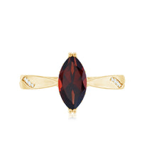 Natural solitaire garnet marquise engagement ring with diamond accents by Rosec Jewels, showcasing a elegant marquise-shaped gemstone.