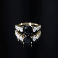 Certified 2.8 Carat Lab Grown Black Diamond Cushion Cut Engagement Ring with Moissanite
