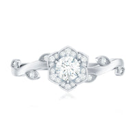 Natural Diamond Flower Engagement Ring For Women