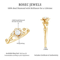 Natural Diamond Flower Engagement Ring For Women