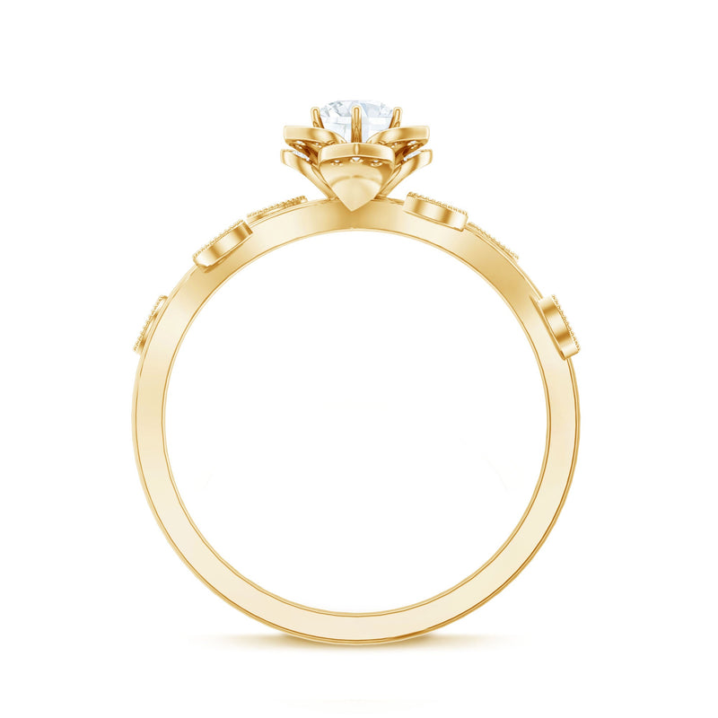 Natural diamond flower engagement ring for women by Rosec Jewels, featuring a delicate floral design and sparkling diamonds.