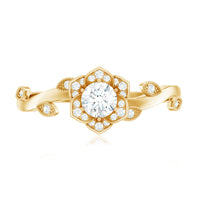 Natural Diamond Flower Engagement Ring For Women