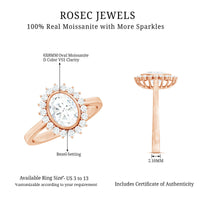 Oval Halo Engagement Ring with Moissanite