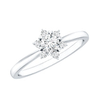 Round Moissanite Flower Promise Ring for Her