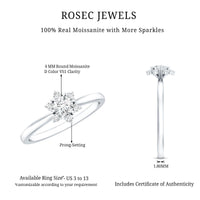 Round Moissanite Flower Promise Ring for Her