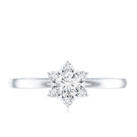 Round Moissanite Flower Promise Ring for Her