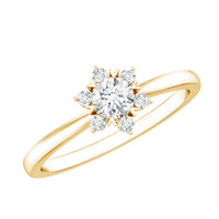 Round Moissanite Flower Promise Ring for Her