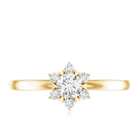 Round Moissanite Flower Promise Ring for Her