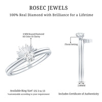Certified Natural Diamond Promise Ring with Sunburst Enhancer