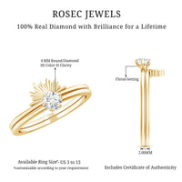 Certified Natural Diamond Promise Ring with Sunburst Enhancer