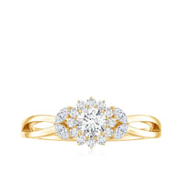 Diamond Flower Engagement Ring with Split Shank