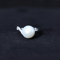 Natural 8 Carat Freshwater Pearl Engagement Ring with Diamond
