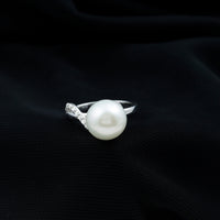 Natural 8 Carat Freshwater Pearl Engagement Ring with Diamond
