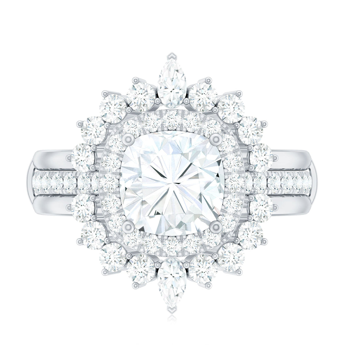 Cushion Cut Moissanite Vintage Inspired Wedding Ring Set