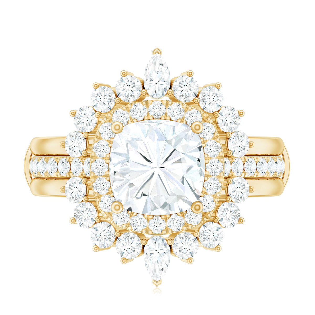 Cushion Cut Moissanite Vintage Inspired Wedding Ring Set