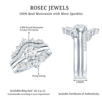Certified Moissanite Designer Bridal Ring Set