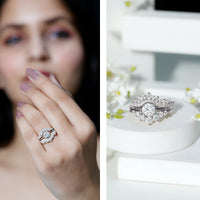 Certified Moissanite Designer Bridal Ring Set