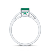 6 Carat Princess Cut Lab Created Emerald Engagement Ring with Diamond Side Stones