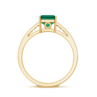 6 Carat Princess Cut Lab Created Emerald Engagement Ring with Diamond Side Stones