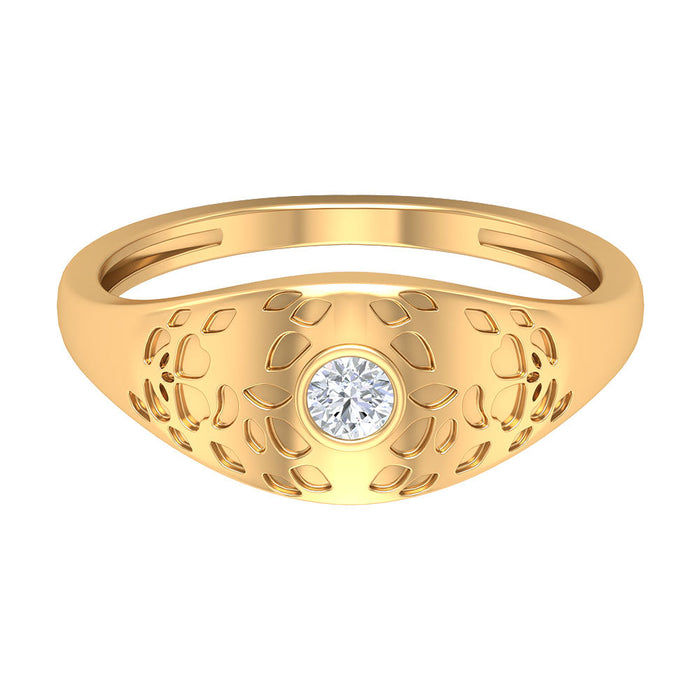 Diamond textured signet ring for men by Rosec Jewels, showcasing a bold, engraved design on a silver-toned band.