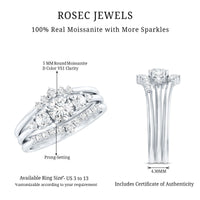 Certified Moissanite Trio Bridal Ring Set