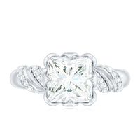 Certified Princess Cut Moissanite Designer Engagement Ring