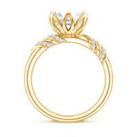 Asscher cut 3-carat moissanite solitaire engagement ring with petal prong setting, showcasing a sparkling center stone and elegant band.