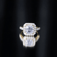 2.5 Carat Certified Asscher Cut Moissanite Halo Engagement Ring