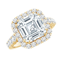 2.5 Carat Certified Asscher Cut Moissanite Halo Engagement Ring