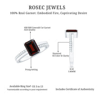 2 Carat Natural Garnet Emerald Cut Engagement Ring with Diamond