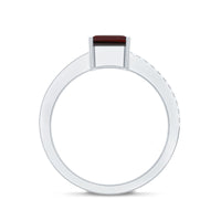2 Carat Natural Garnet Emerald Cut Engagement Ring with Diamond