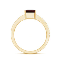 2 Carat Natural Garnet Emerald Cut Engagement Ring with Diamond