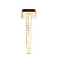 2 Carat Natural Garnet Emerald Cut Engagement Ring with Diamond