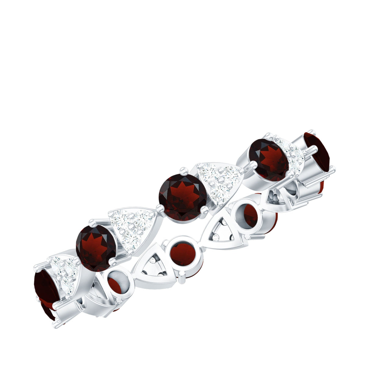 Natural Garnet Diamond Eternity Ring for Anniversary