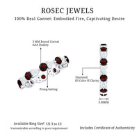 Natural Garnet Diamond Eternity Ring for Anniversary