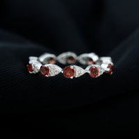 Natural Garnet Diamond Eternity Ring for Anniversary