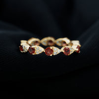 Natural Garnet Diamond Eternity Ring for Anniversary