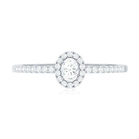 Certified Natural Diamond Oval Engagement Ring with Halo