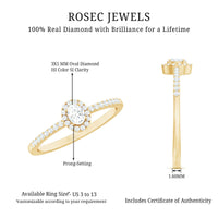Certified Natural Diamond Oval Engagement Ring with Halo