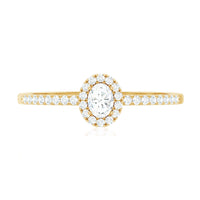 Certified Natural Diamond Oval Engagement Ring with Halo