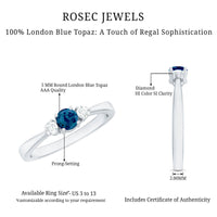 5mm London Blue Topaz Proposal Ring with Diamond