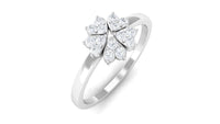 Natural diamond flower promise ring by Rosec Jewels featuring a delicate floral design with sparkling diamonds.