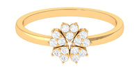 Natural diamond flower promise ring from Rosec Jewels featuring a delicate floral design and sparkling diamonds.