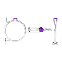 Natural amethyst promise ring with diamond accents for women, showcasing elegant design and rose gold finish.