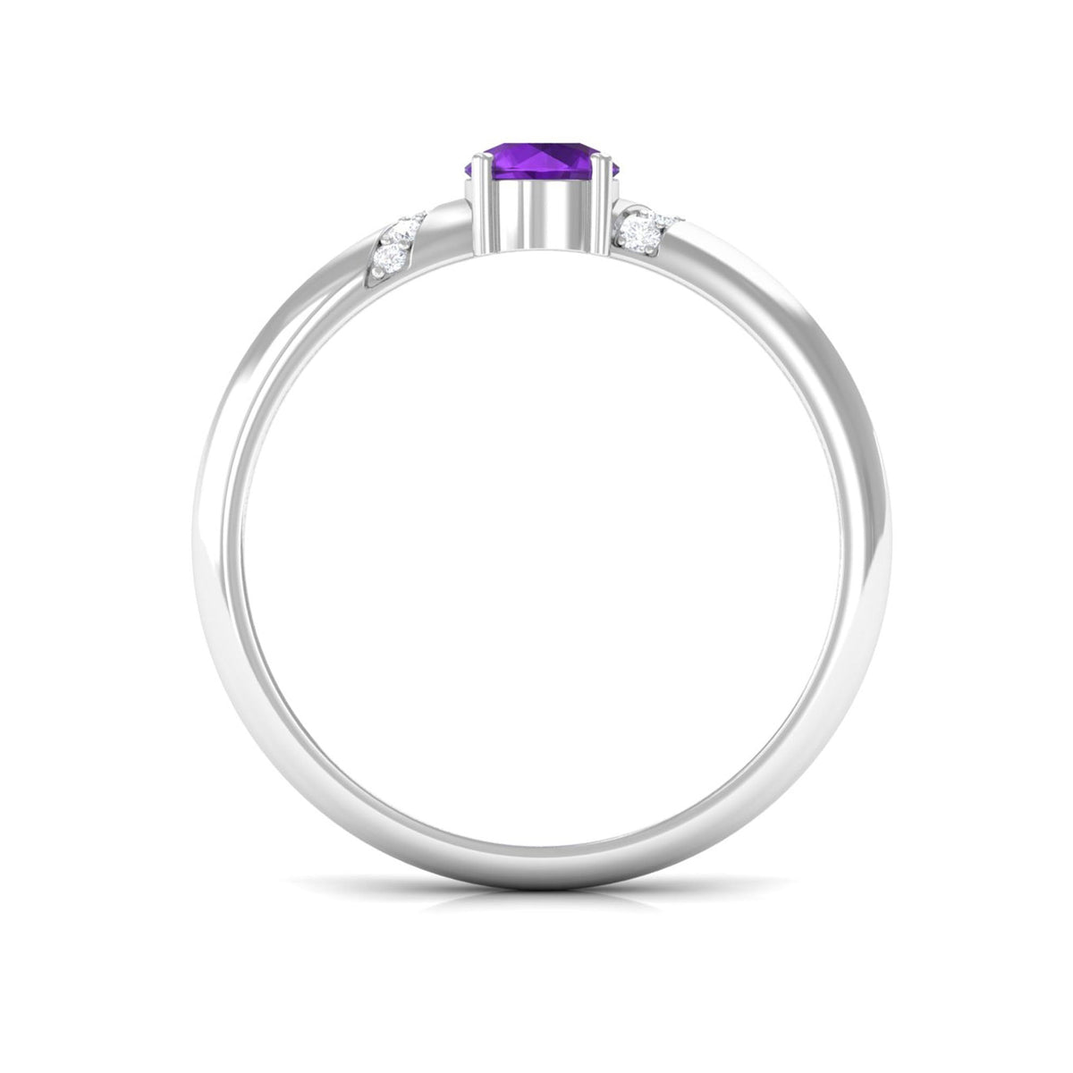 Natural amethyst promise ring with diamond for women, featuring a silver band and elegant gemstone setting, by Rosec Jewels.