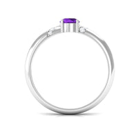 Natural amethyst promise ring with diamond for women, featuring a silver band and elegant gemstone setting, by Rosec Jewels.
